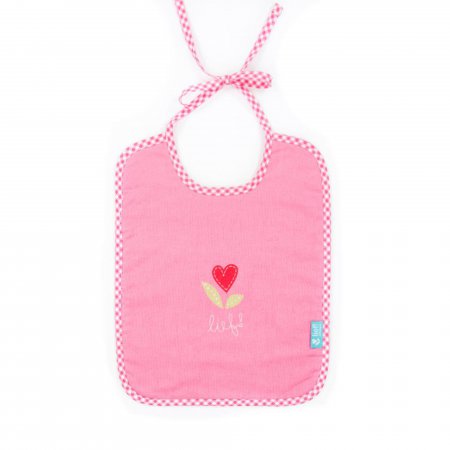 Lief! Slabbetje met koordjes Girl, uni roze, 35x27 cm