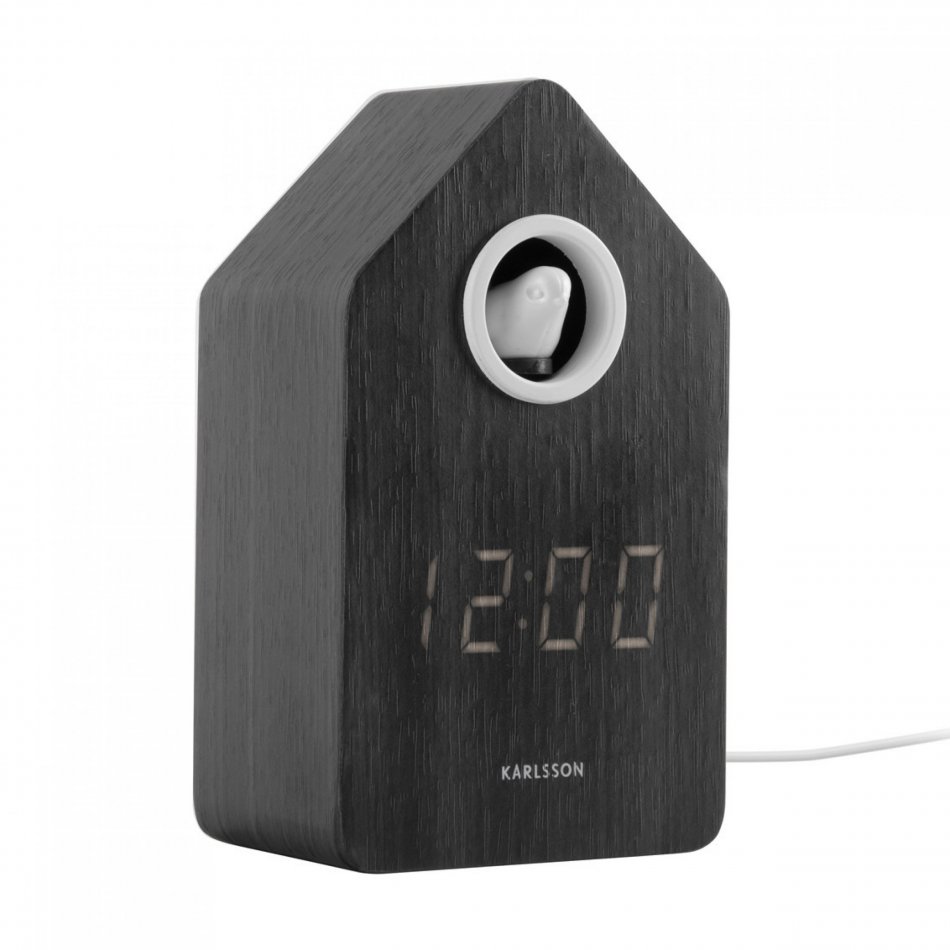 Alarm Clock Cuckoo Led Black wood